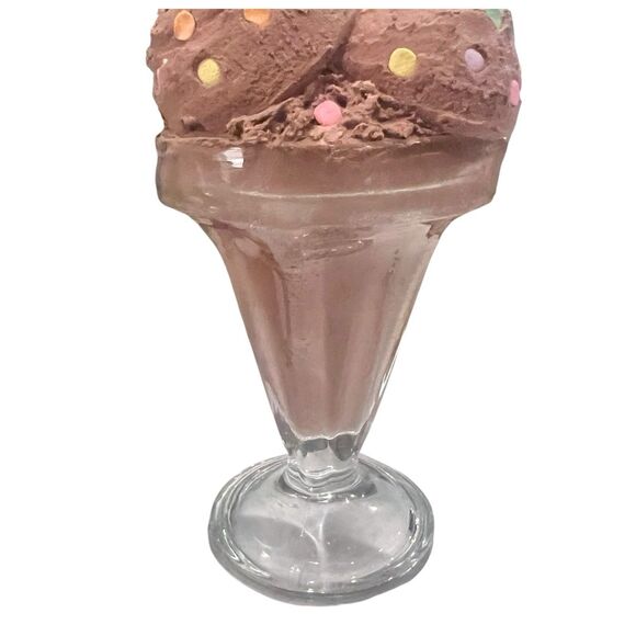 Faux Fake Ice Cream Sundae Parfait Food Display Heavy Glass Dish Realistic Decor - Picture 6 of 7